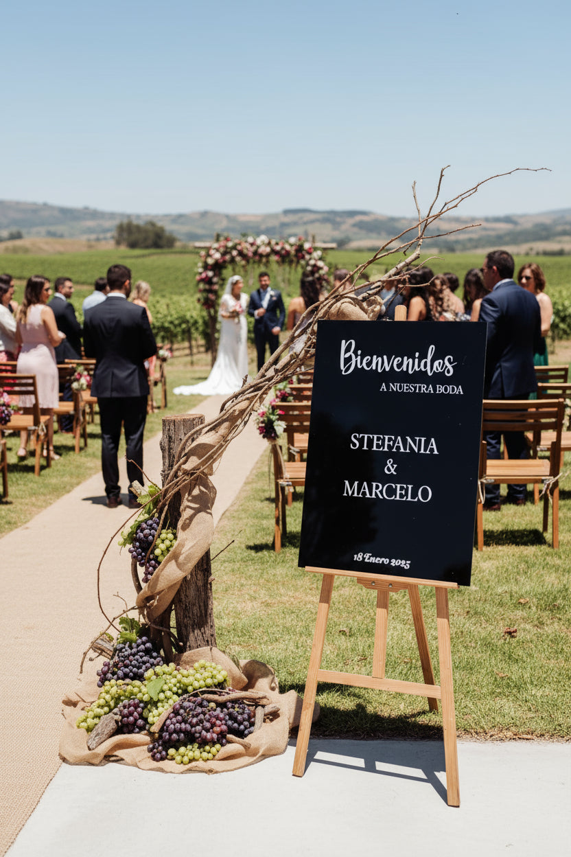 Letrero Bienvenida Acrilico  | Elegancia Y Romanticismo | 60x80  | No incluye Atril